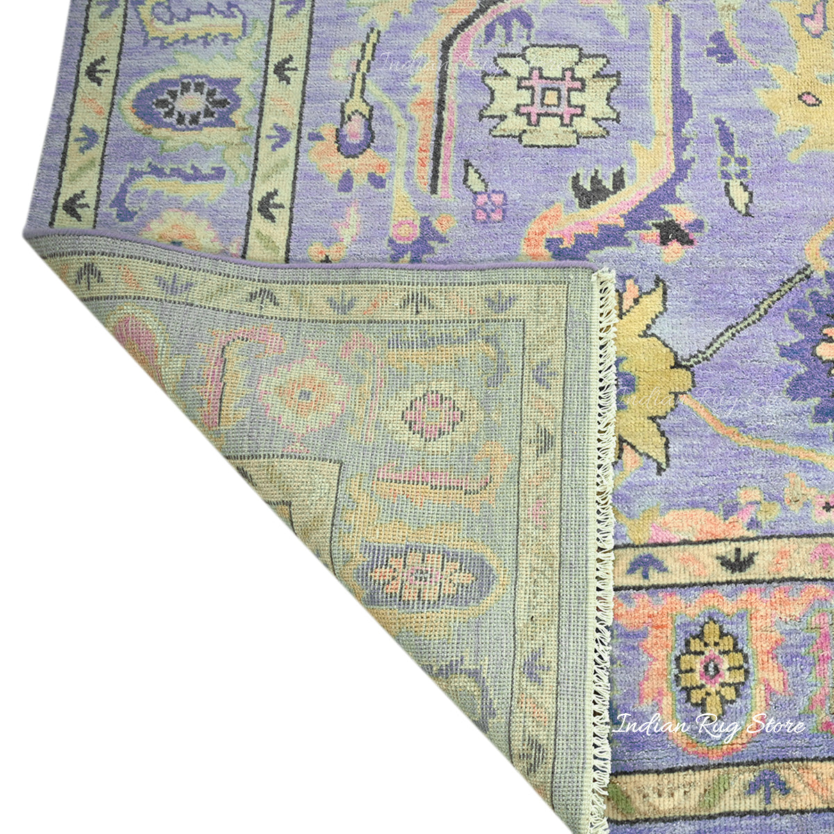 Natural Hand Knotted Purple Oushak for Bedroom Rug