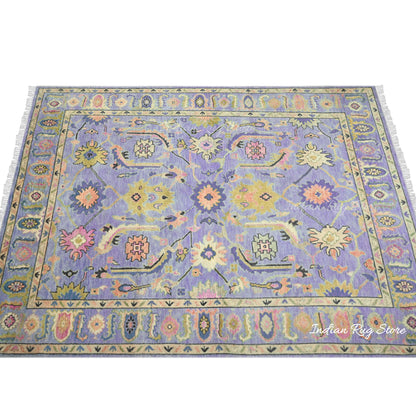 Natural Hand Knotted Purple Oushak for Bedroom Rug