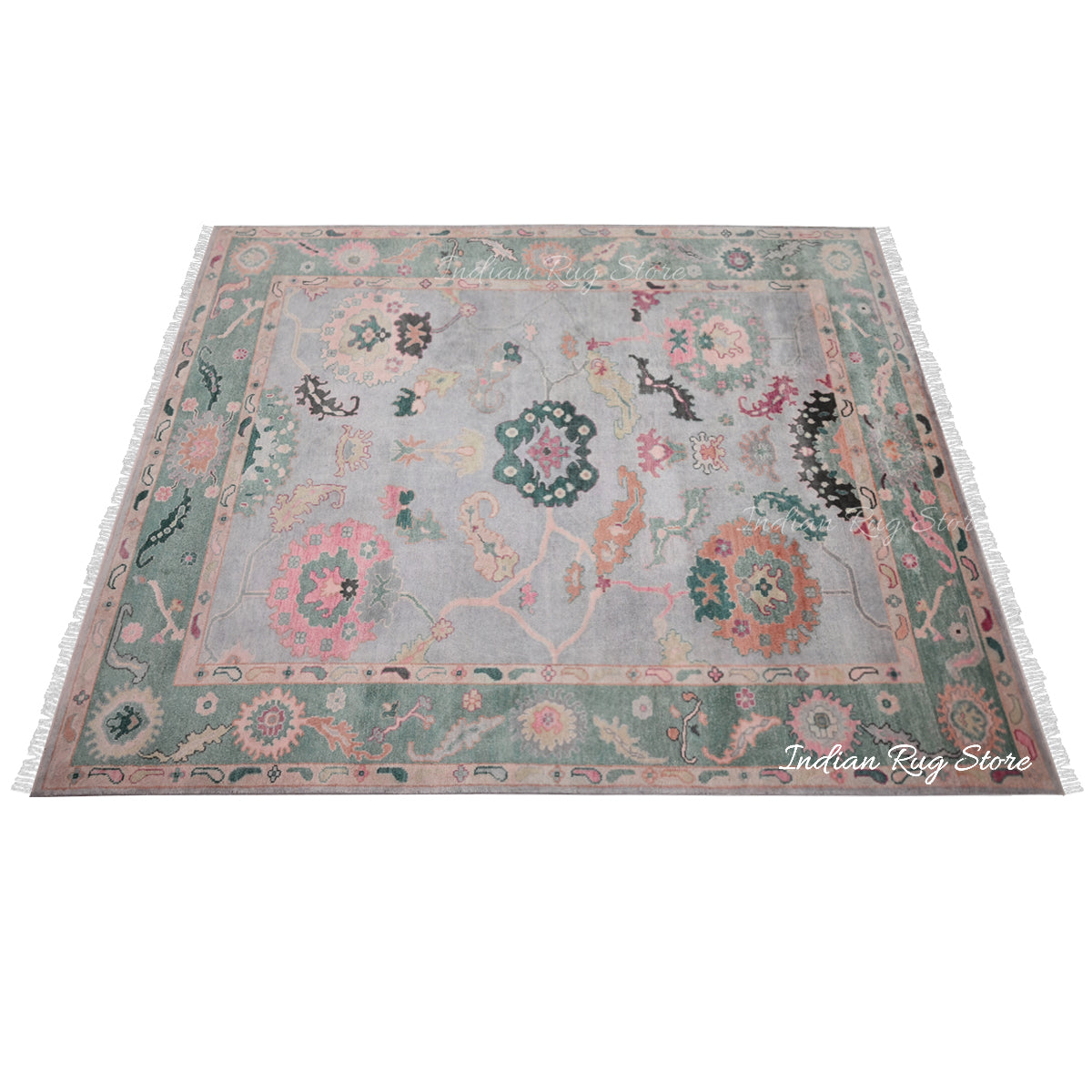 Multicolor Hand Knotted Modern Oushak Bedroom Wool Rug