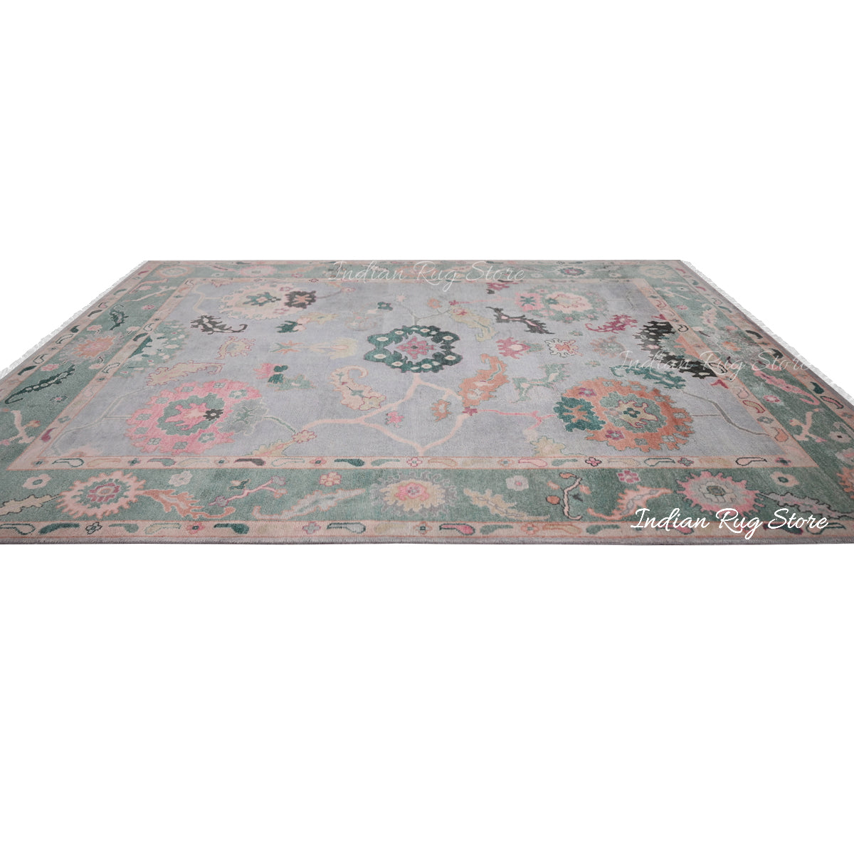 Multicolor Hand Knotted Modern Oushak Bedroom Wool Rug