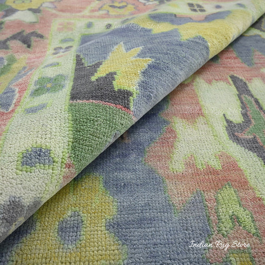 Tappeto moderno in lana Oushak annodato a mano grigio cenere per camera da letto IRSZ-103 Tappeto moderno in lana Oushak annodato a mano grigio cenere per camera da letto IRSZ-103