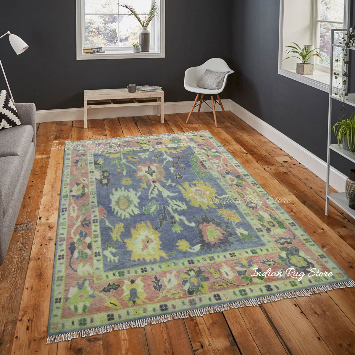 Hand Knotted Modern Oushak Bedroom Wool Area Rug