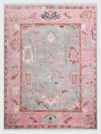 Pink Natural Handmade Multicolor Bedroom Area Rug