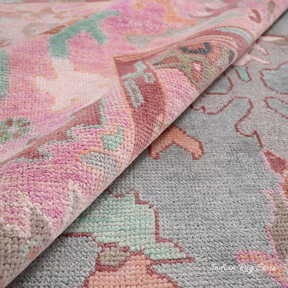 Pink Natural Handmade Multicolor Bedroom Area Rug