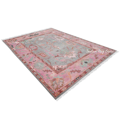 Pink Natural Handmade Multicolor Bedroom Area Rug