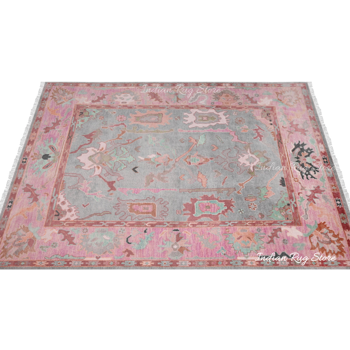 Pink Natural Handmade Multicolor Bedroom Area Rug