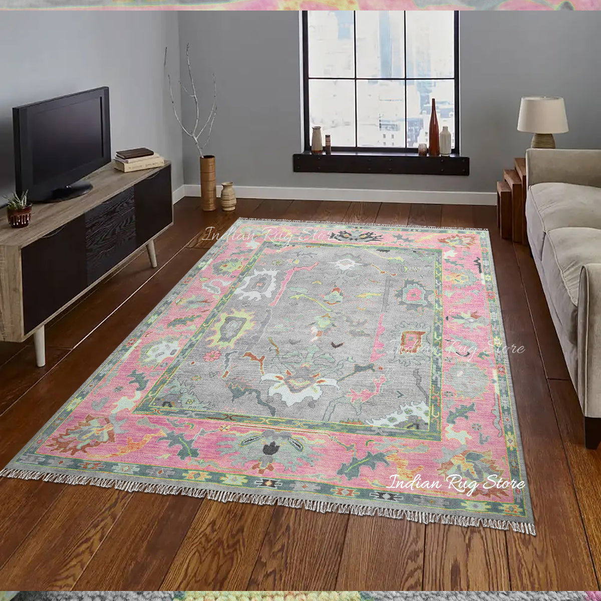 Bedroom Handmade Natural Wool Area Multicolor Rug