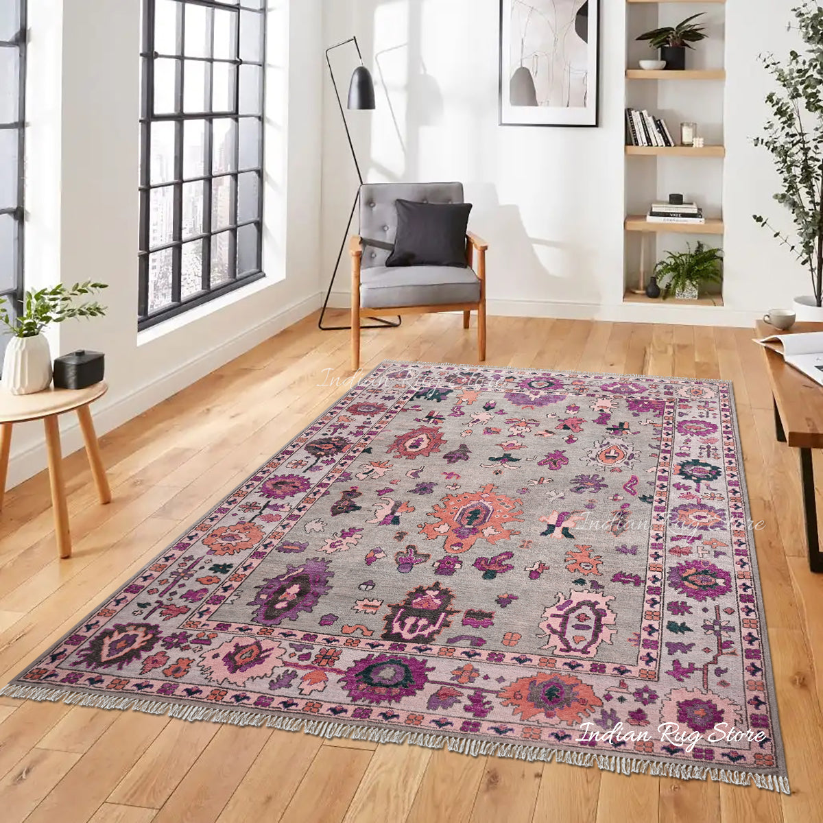 Multicolor Hand Knotted Oushak for Bedroom Rug