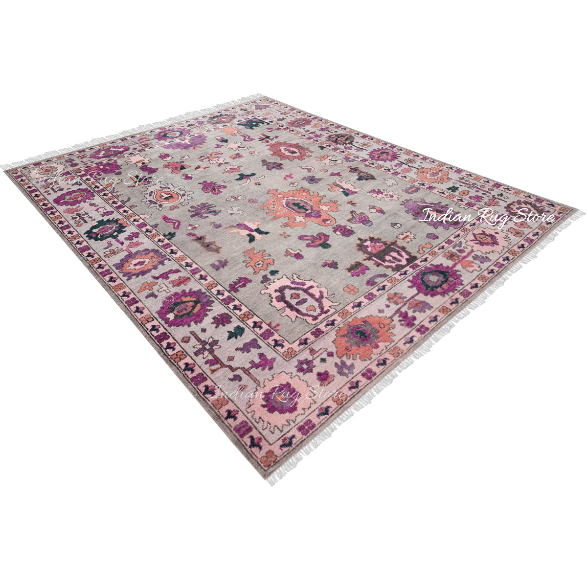 Multicolor Hand Knotted Oushak for Bedroom Rug