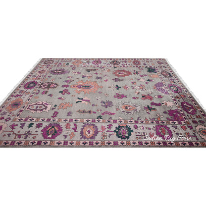 Multicolor Hand Knotted Oushak for Bedroom Rug