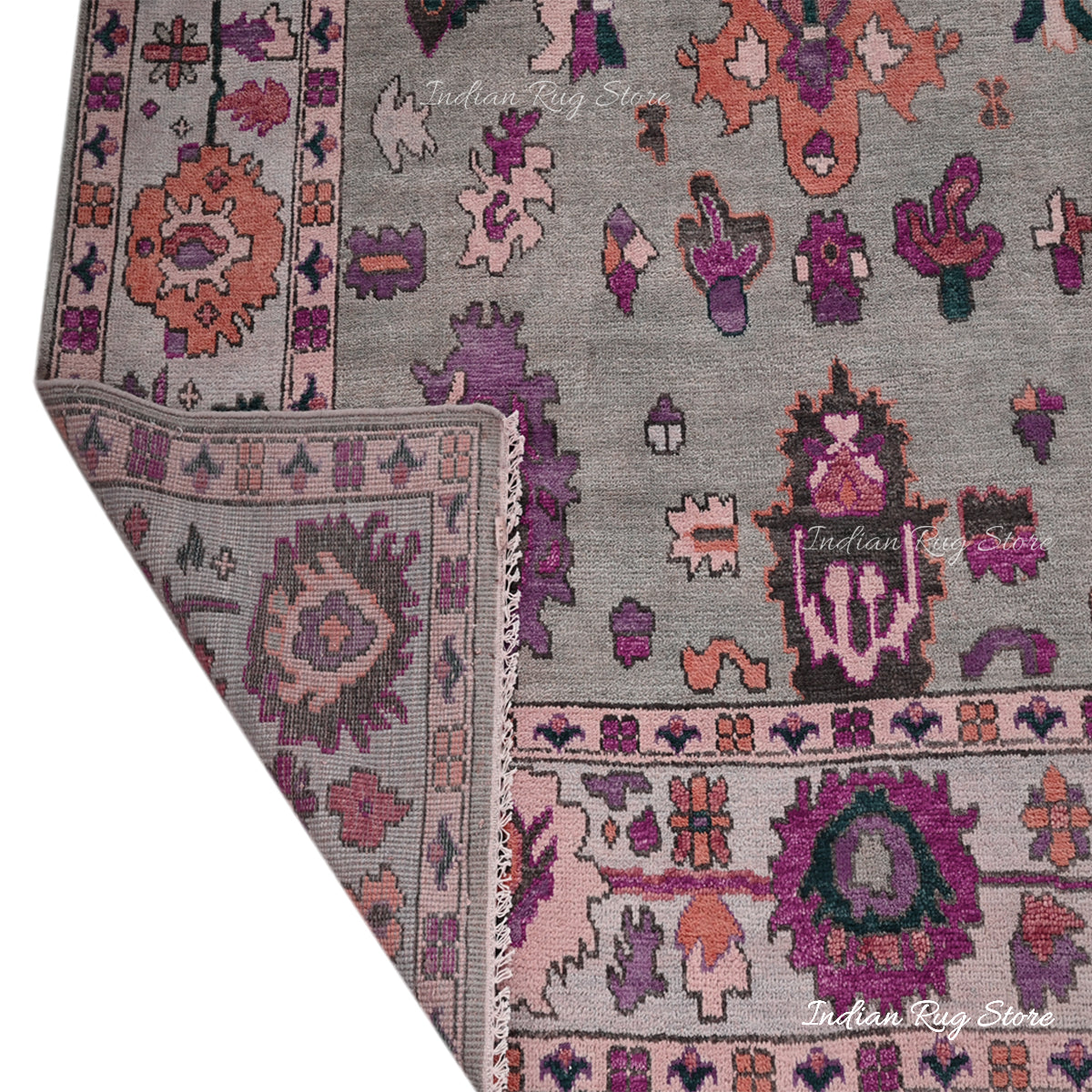 Multicolor Hand Knotted Oushak for Bedroom Rug