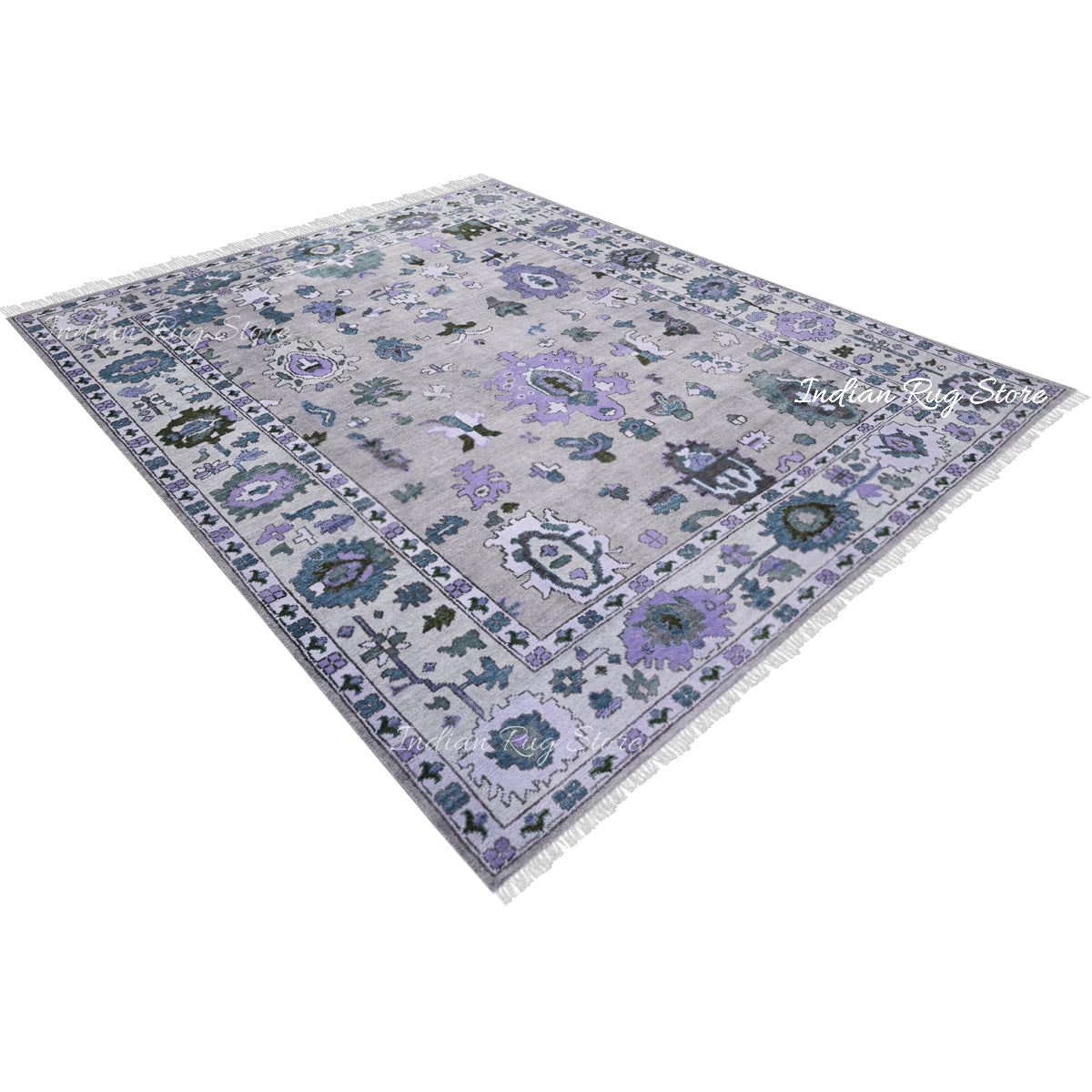 Purple Natural Hand Knotted Oushak for Bedroom Rug