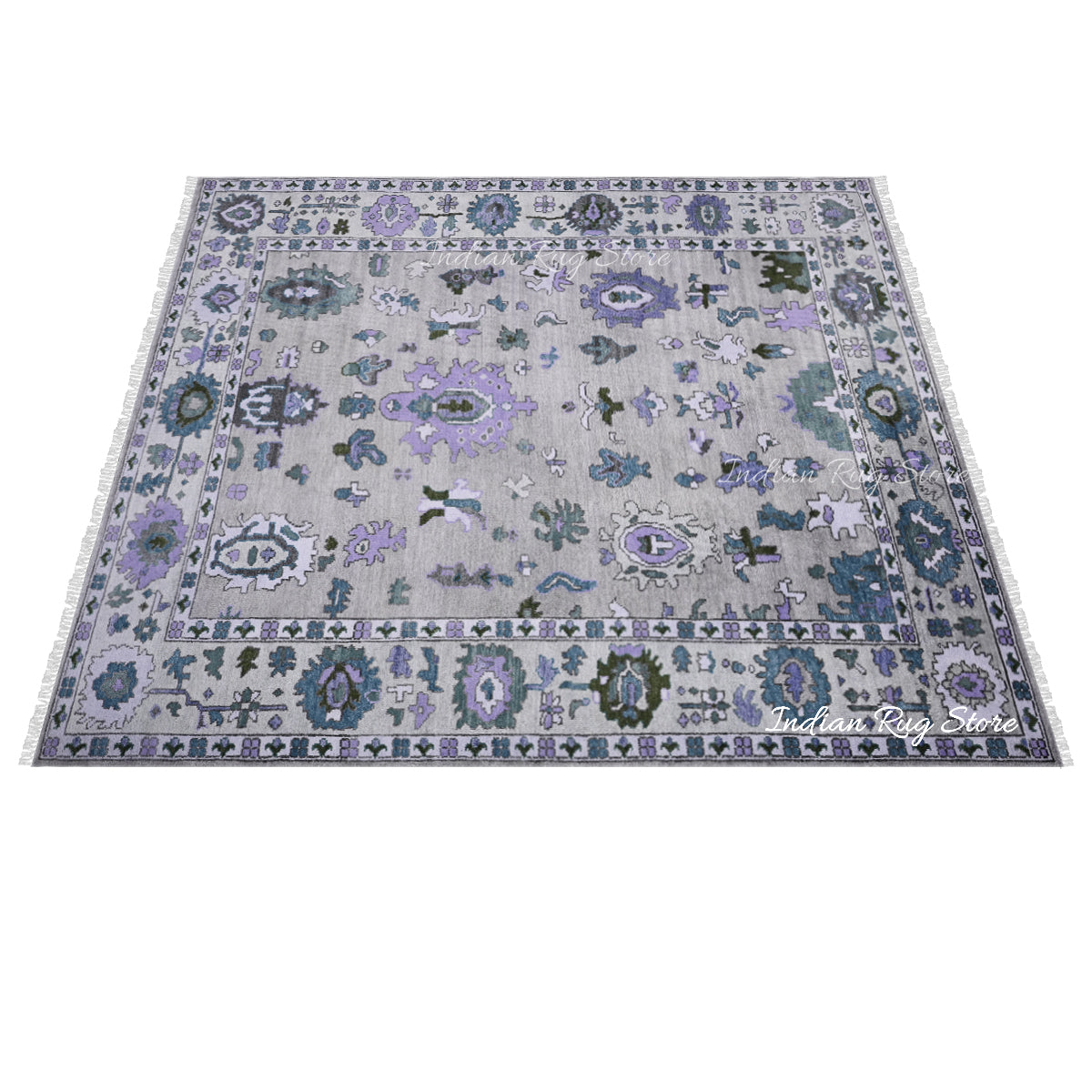 Purple Natural Hand Knotted Oushak for Bedroom Rug