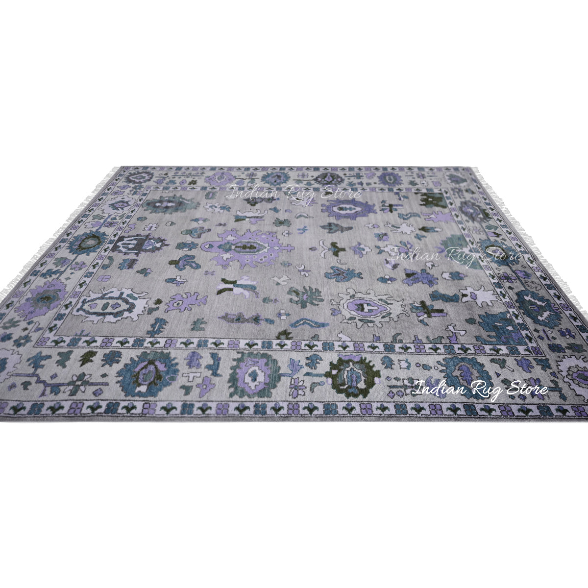 Purple Natural Hand Knotted Oushak for Bedroom Rug