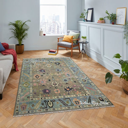 Hand Knotted Modern Oushak Bed Room Wool Rug