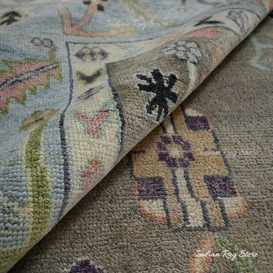 Tappeto moderno in lana Oushak annodato a mano grigio cenere per camera da letto IRSZ-103 Tappeto moderno in lana Oushak annodato a mano grigio cenere per camera da letto IRSZ-103