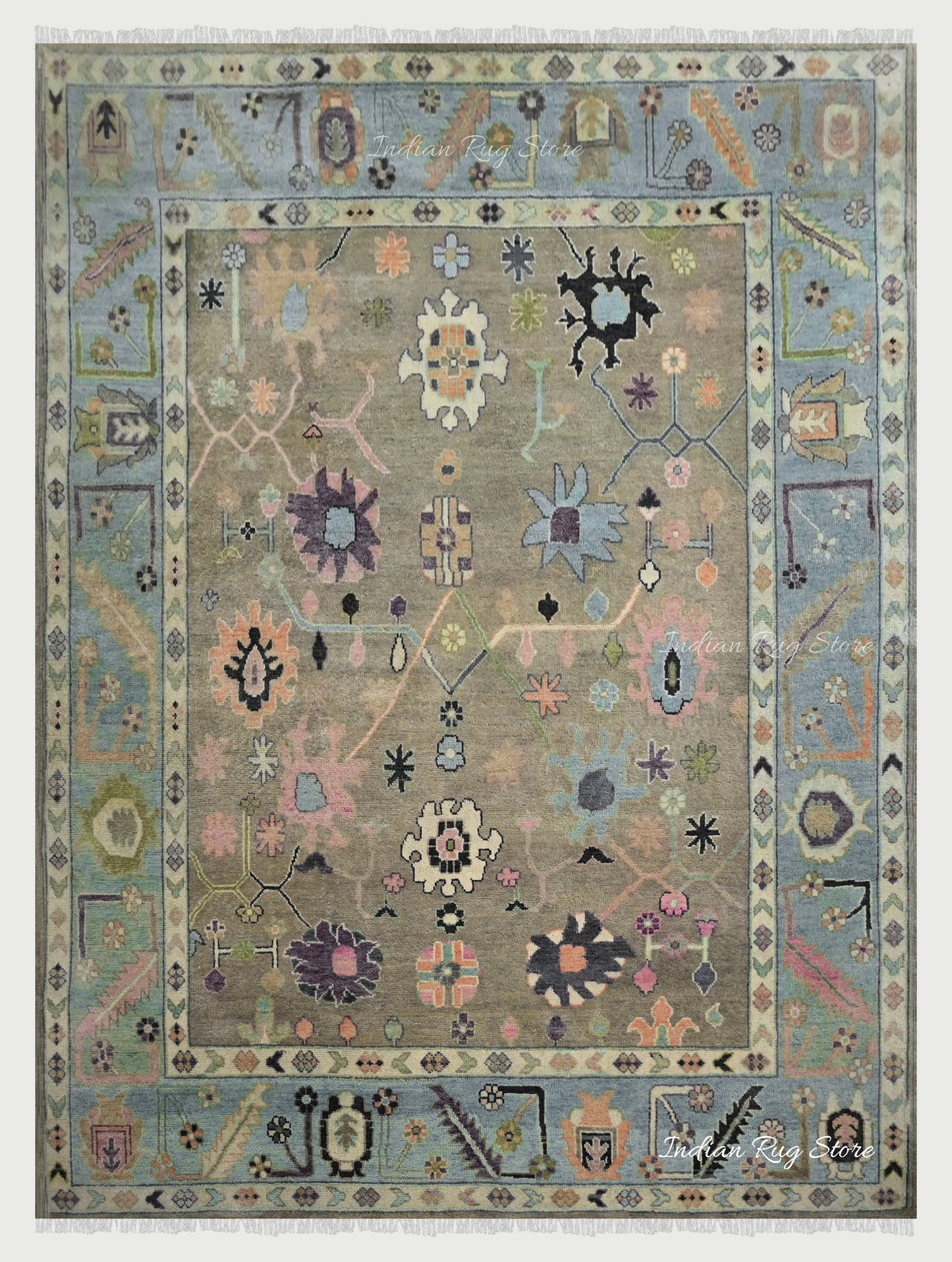 Hand Knotted Modern Oushak Bed Room Wool Rug