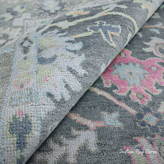 Tappeto moderno in lana Oushak annodato a mano grigio cenere per camera da letto IRSZ-103 Tappeto moderno in lana Oushak annodato a mano grigio cenere per camera da letto IRSZ-103