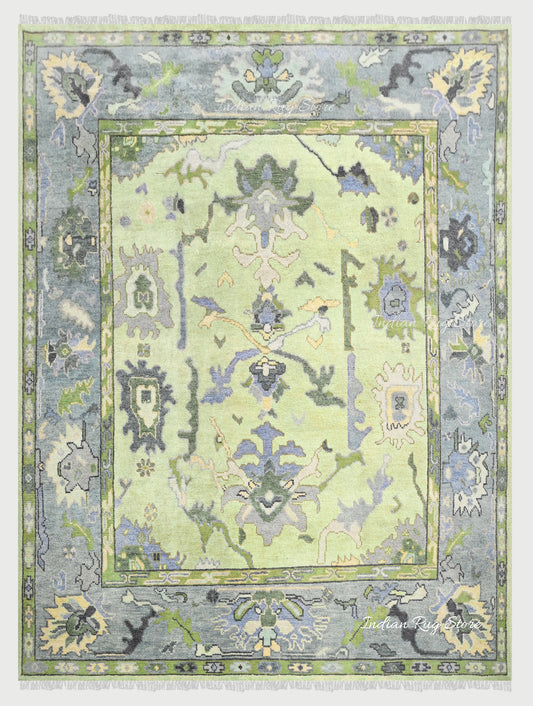 Multicolor Hand Knotted Modern Oushak Bedroom Wool Rug