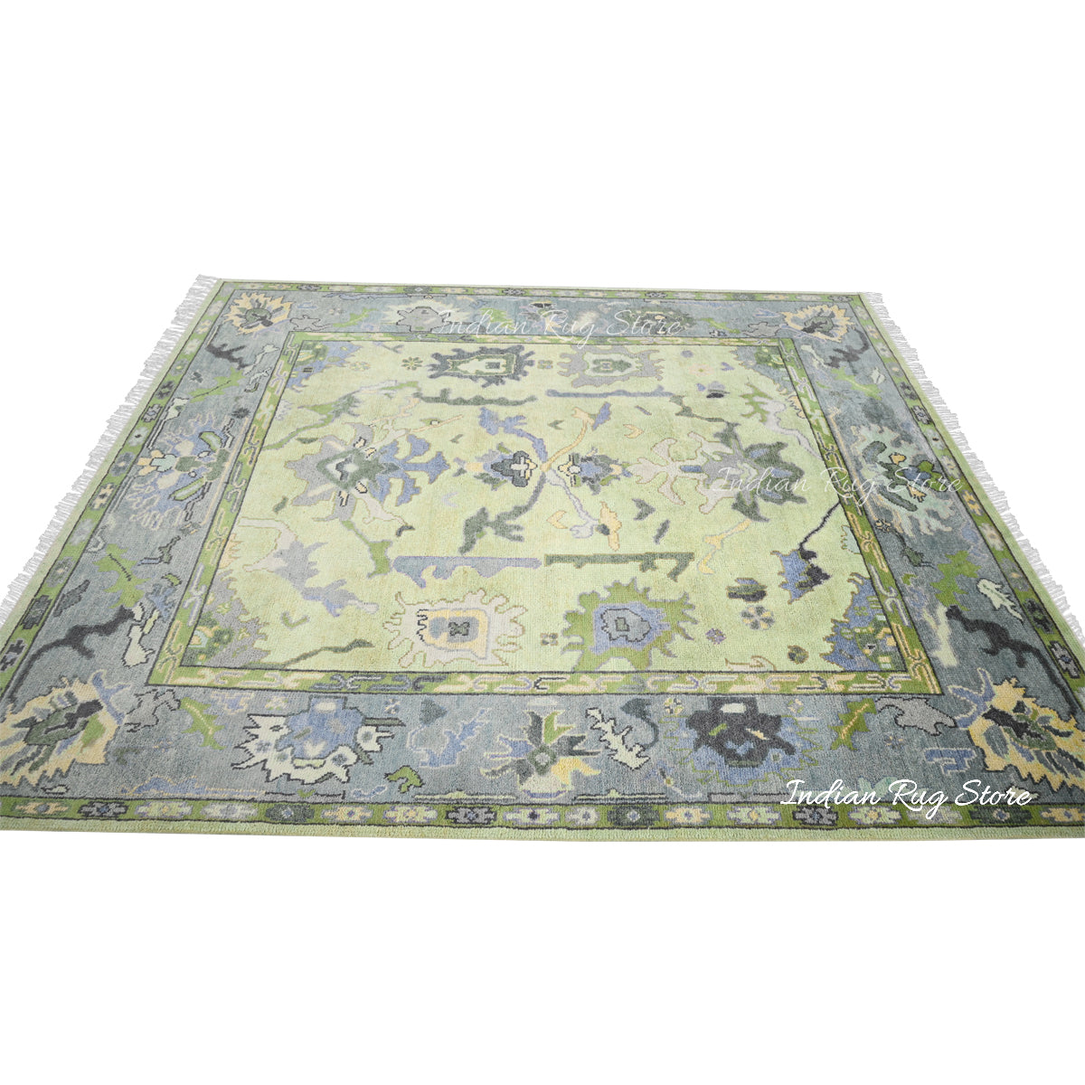 Multicolor Hand Knotted Modern Oushak Bedroom Wool Rug