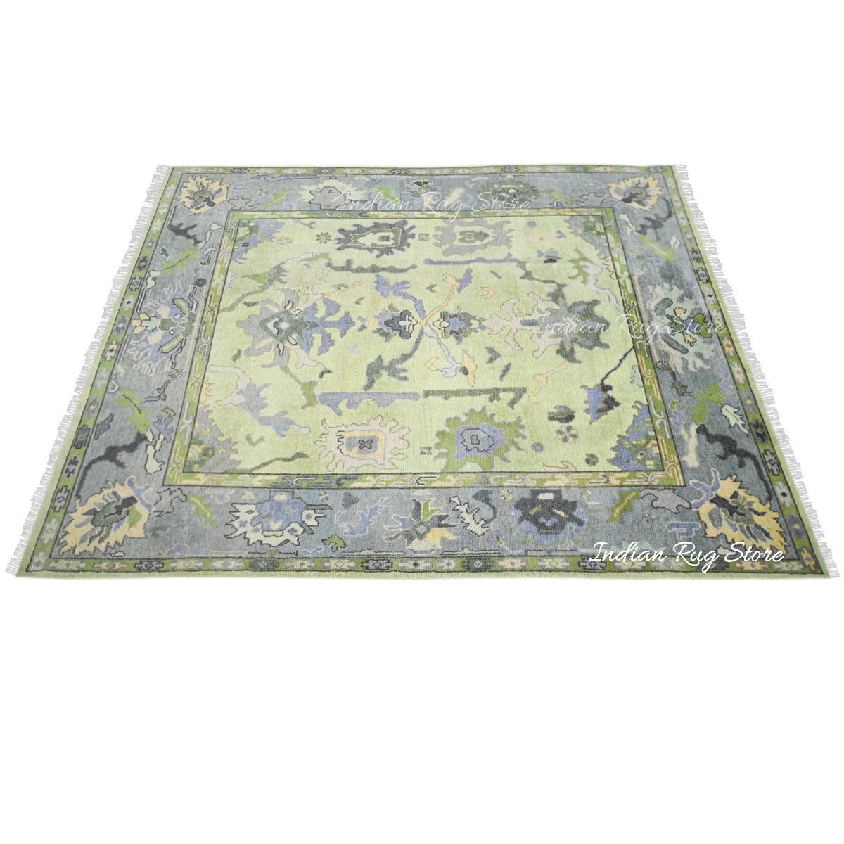 Multicolor Hand Knotted Modern Oushak Bedroom Wool Rug