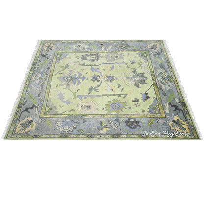 Multicolor Hand Knotted Modern Oushak Bedroom Wool Rug