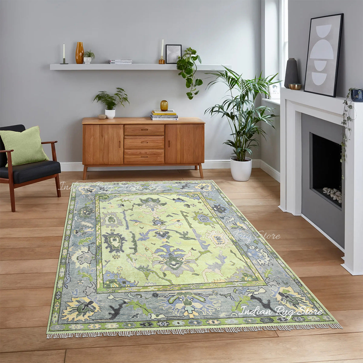 Multicolor Hand Knotted Modern Oushak Bedroom Wool Rug