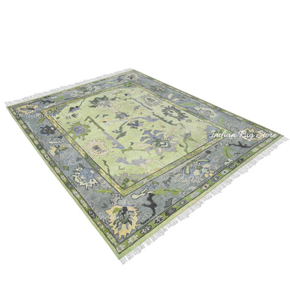 Multicolor Hand Knotted Modern Oushak Bedroom Wool Rug