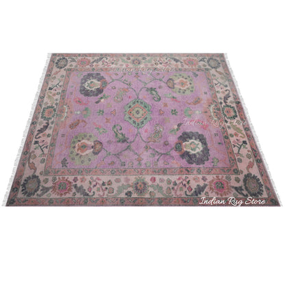 Natural Pink Oushak Handmade Wool Area Rug