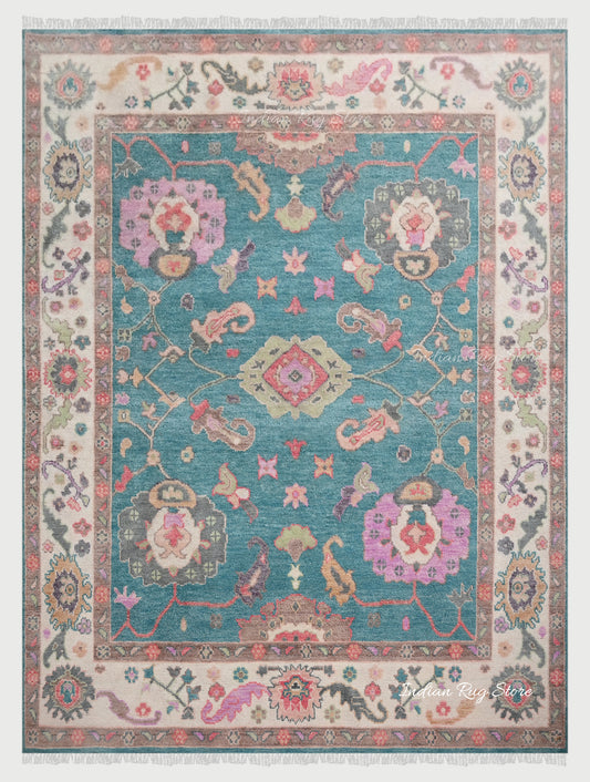 Natural Handmade Bedroom Oushak Wool Traditional Rug