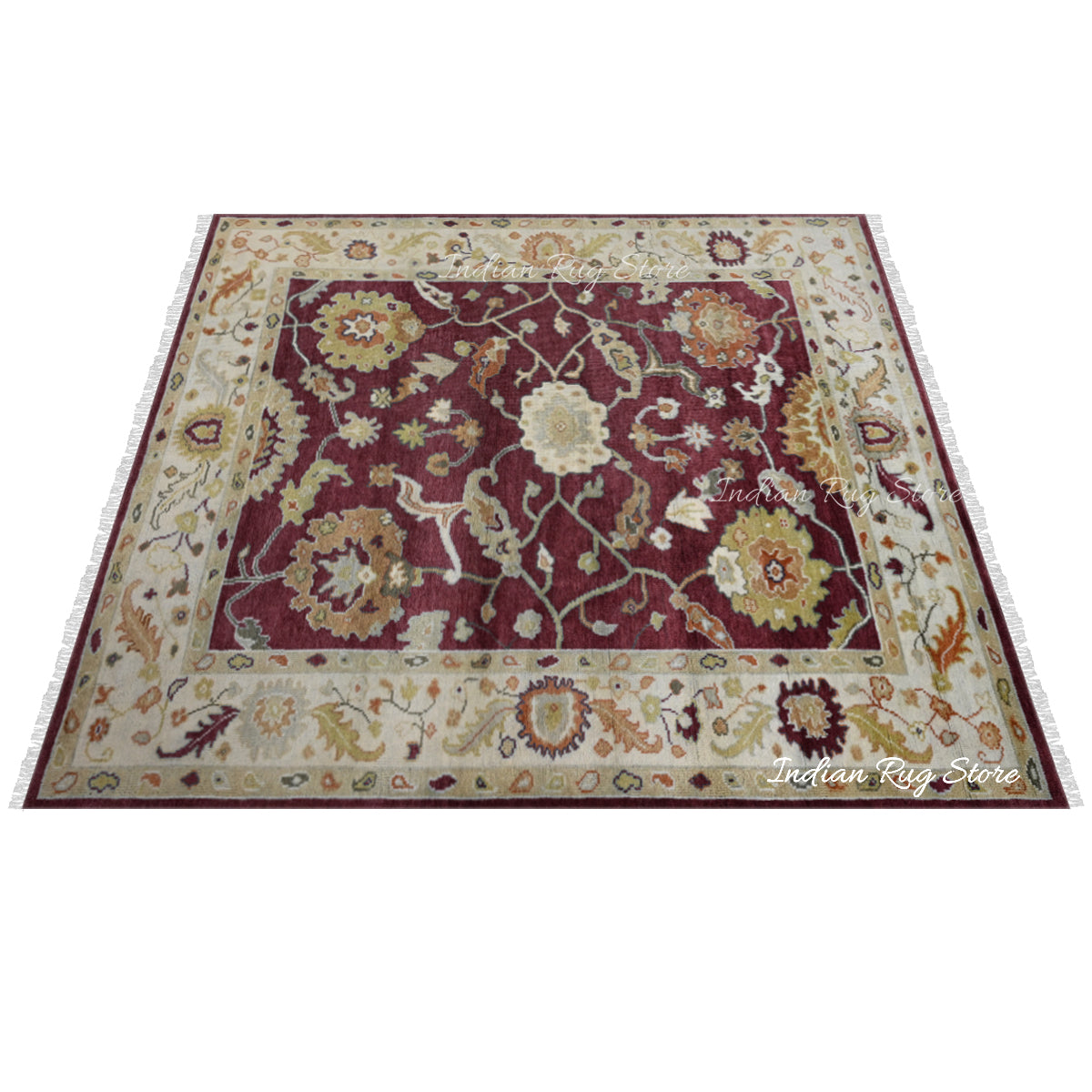 Hand Knotted Red Modern Oushak Bedroom Wool Rug