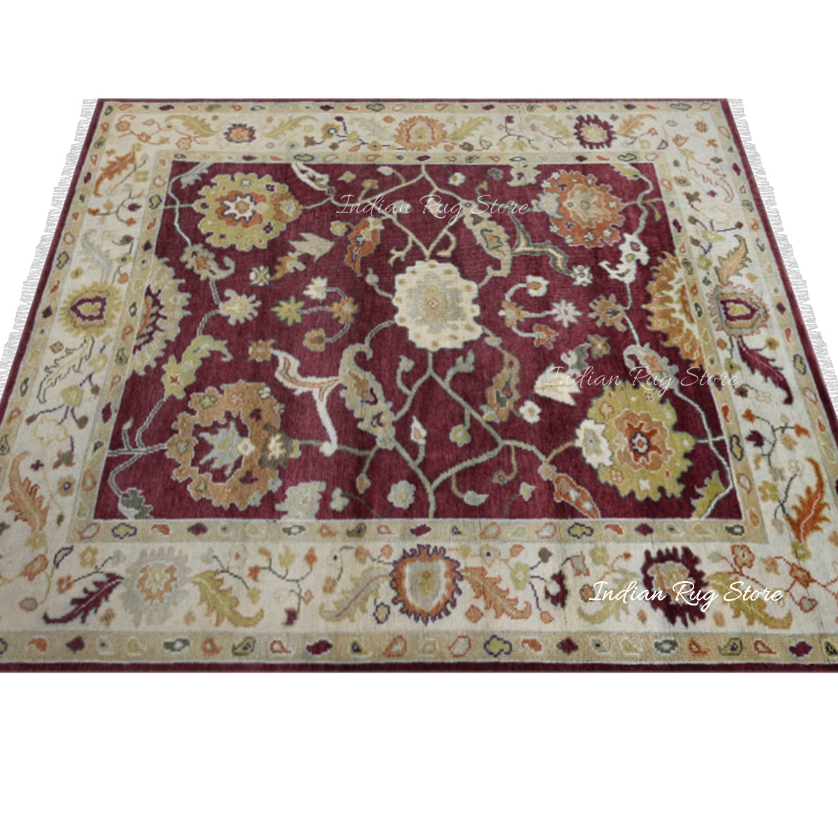 Hand Knotted Red Modern Oushak Bedroom Wool Rug