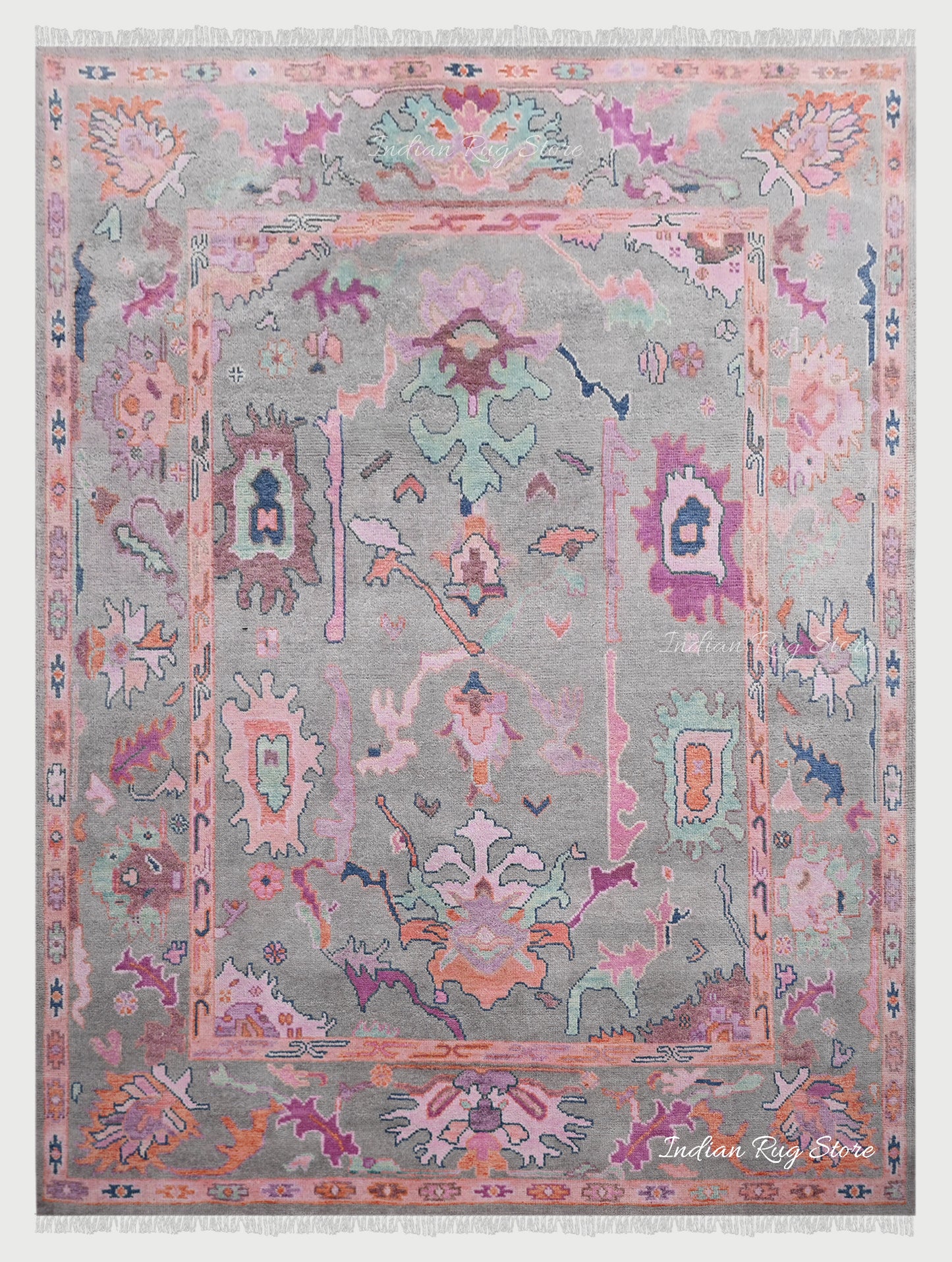 Hand Knotted Multicolor Wool Dining Room Rug