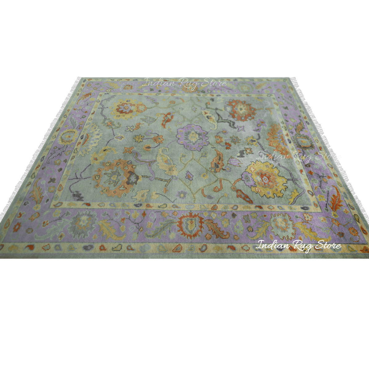 Bedroom Handmade Purple and Green Multicolor Area Rug