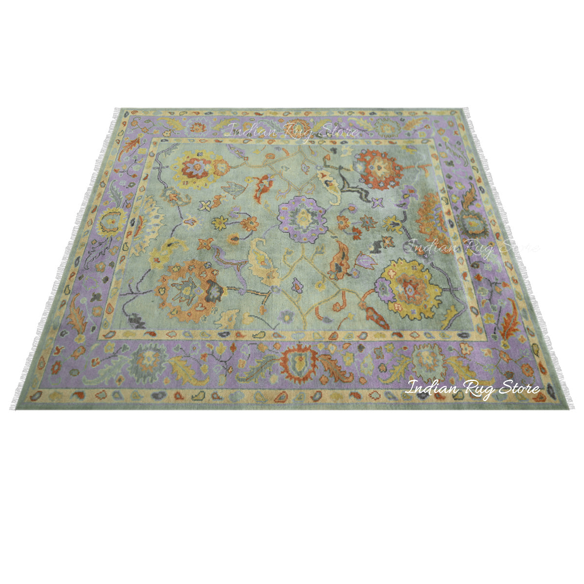 Bedroom Handmade Purple and Green Multicolor Area Rug