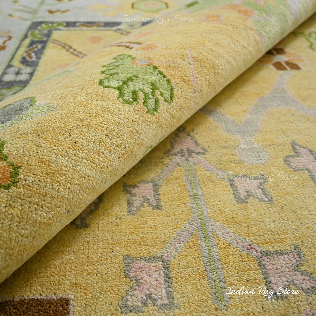 Oushak for Living Room Hand Knotted Yellow Wool Rug