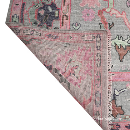 Living Room Hand Knotted wool Pink Multicolor Area Rug