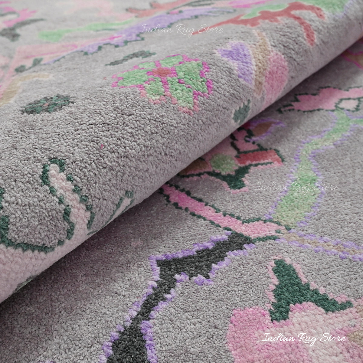 Hand Knotted wool Pink Multicolor Living Room Area Rug