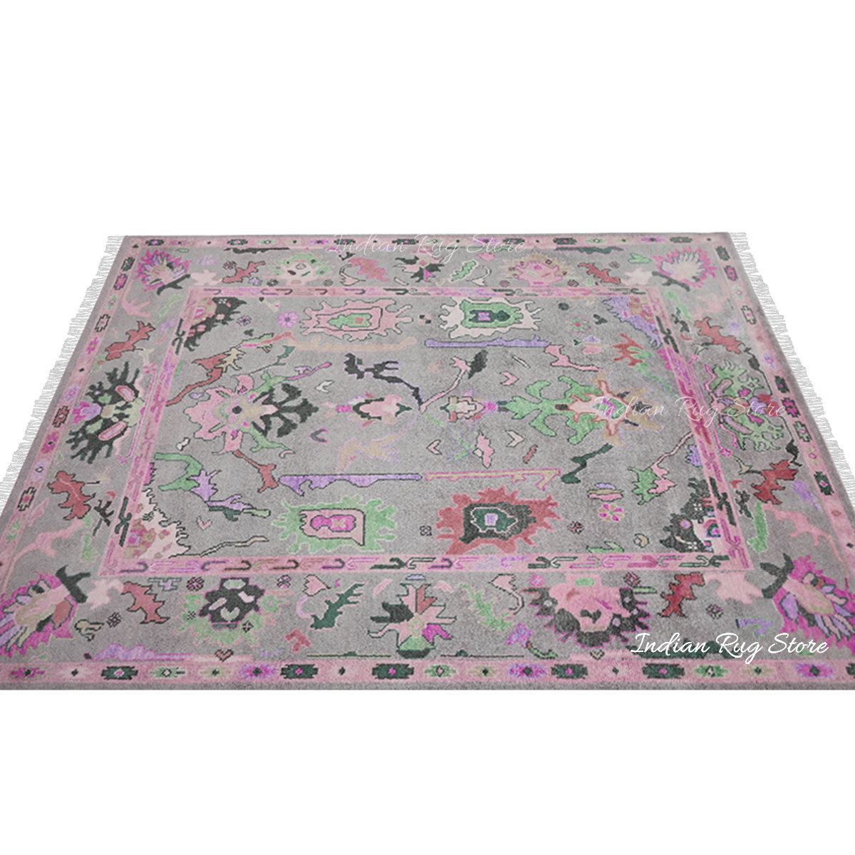 Hand Knotted wool Pink Multicolor Living Room Area Rug