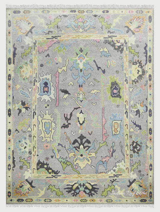 Multicolor Living Room Hand Knotted wool Area Rug