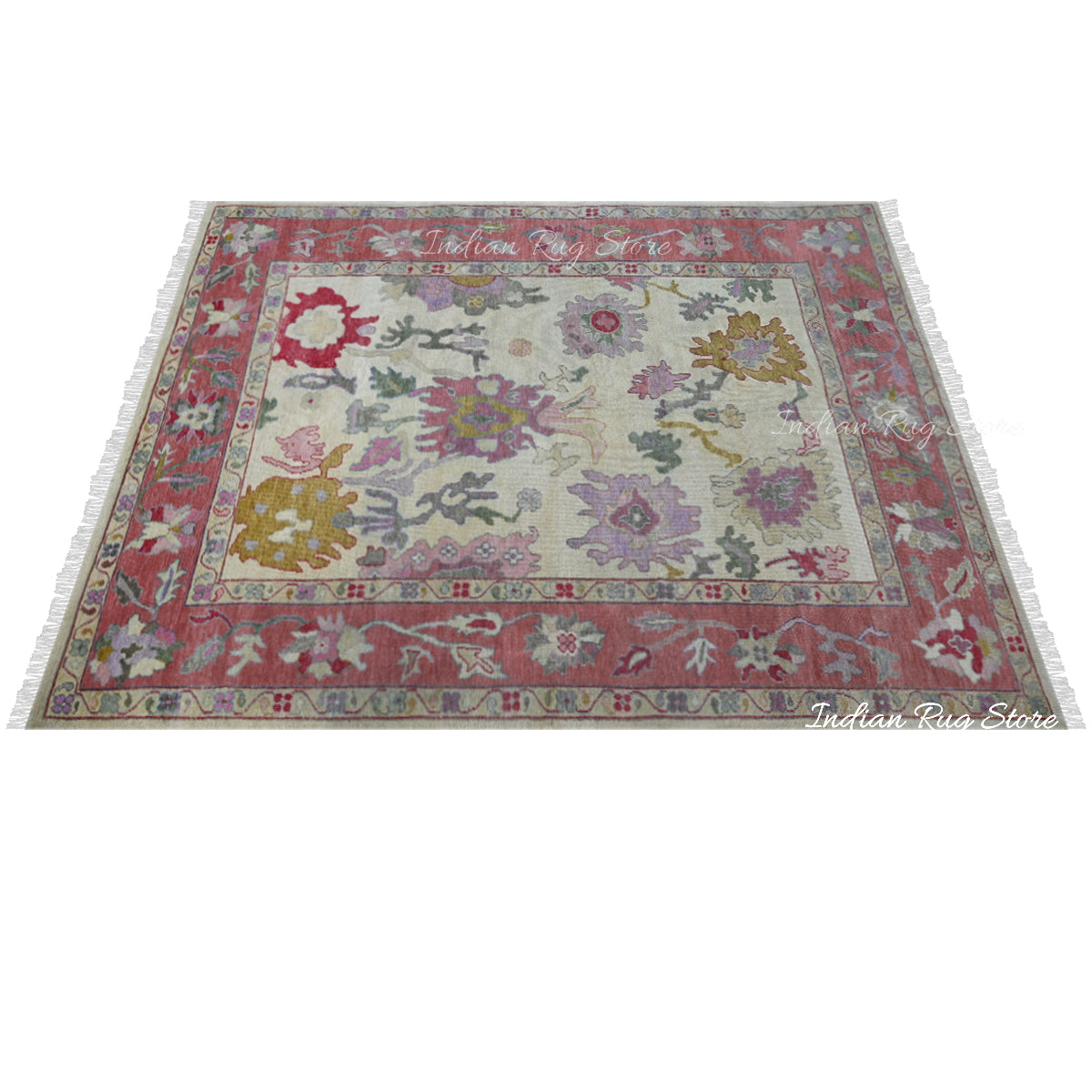 Oushak Multicolor Hand Knotted Natural Wool Rug