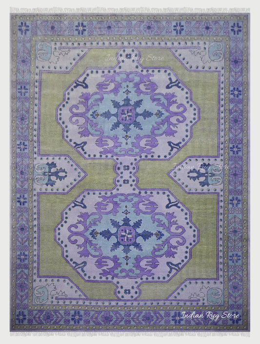 Multicolor Hand Knotted Wool Living Room Area Rug