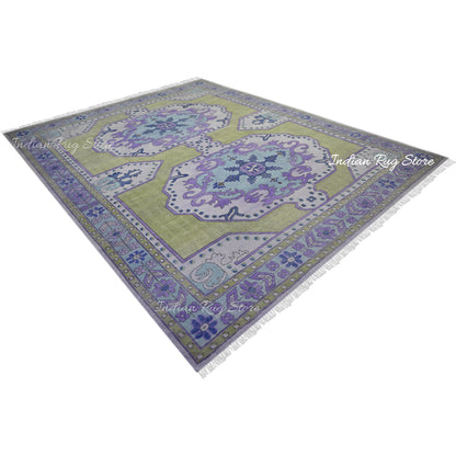 Multicolor Hand Knotted Wool Living Room Area Rug