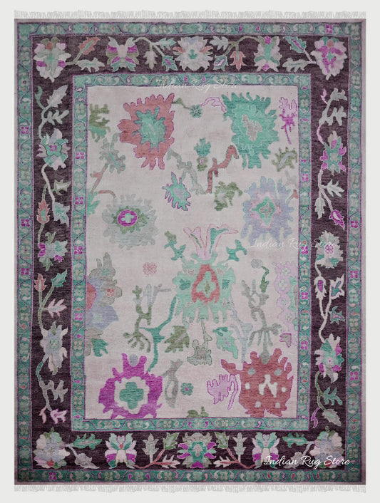 Multicolor Hand Knotted Oushak for Bedroom Area Rug