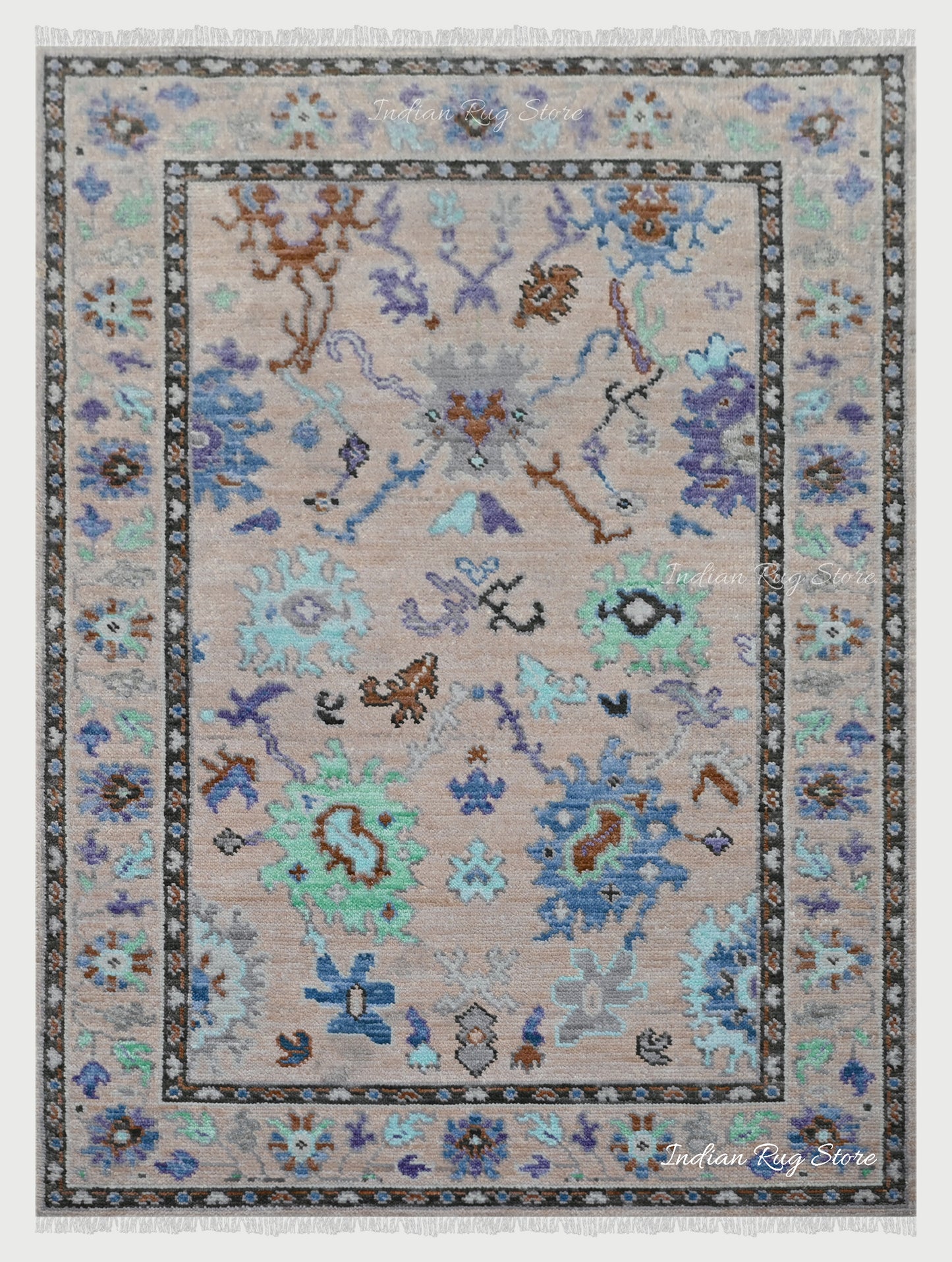 Hand Knotted Wool Multicolor Living Room Area Rug