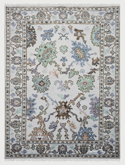 Natural Handmade Multicolor Oushak for Living Room Area Rug