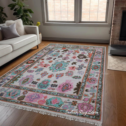 Hand Knotted Multicolor Wool Bed Room Rug