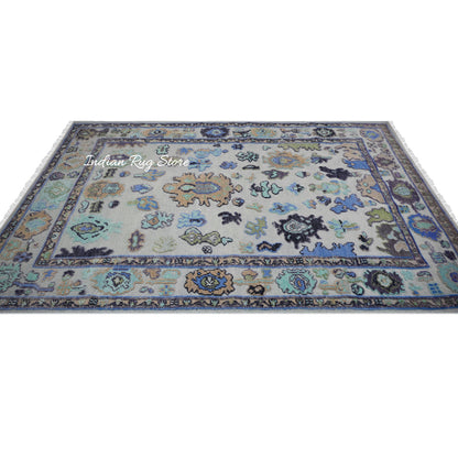 Natural Handmade Blue and Multicolor Wool Hall Area Rug