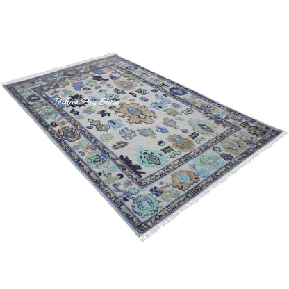 Natural Handmade Blue and Multicolor Wool Hall Area Rug