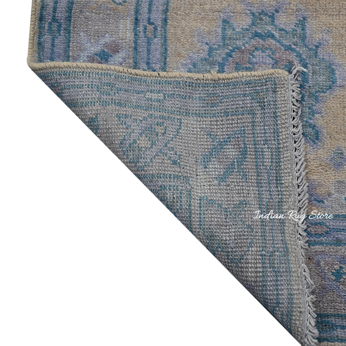 Oslo Blue Oushak Hand Knotted Wool Runner Rug